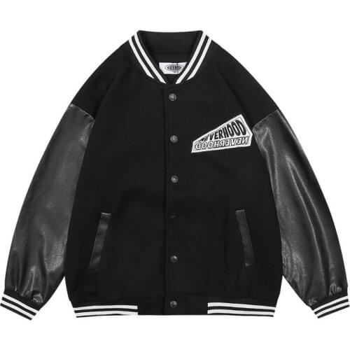 Unisex Oversize Hip Hop Block Jacket With Furry Patchwork Hi Street Harajuku Varsity Baseball Jacket Coat College Outerwear