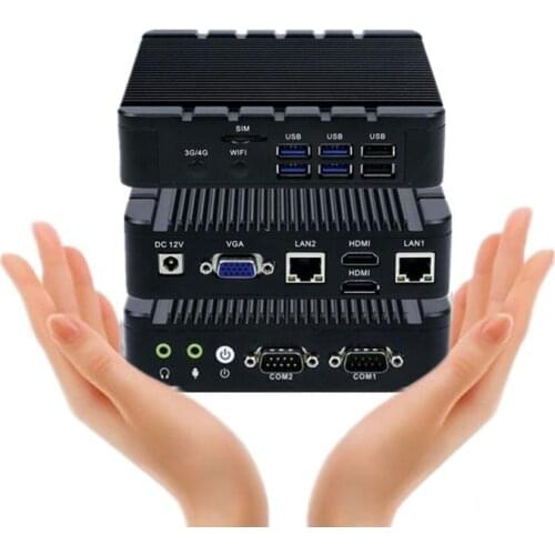 Windows10 Mini Computer Intel J3455 Quad Core 2*RTL8111E LAN 2*RS232 2*HDMI VGA Sim Card Fanless PC Watchdog 3G/4G Thin Client