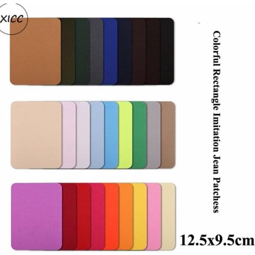 XICC 26 Color Available Colorful Rectangle Imitation Jean Patch DIY Optional Cut Iron On Sticker In Elow Knee Iron\x2don Patches