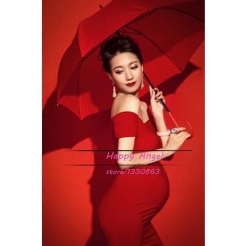 New Maternity Pregnant women Photography Props pregnant women Dress Pregnancy Pure Red color Fashion costume size L Baby shower