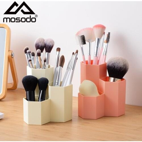 Mosodo Storage Makeup Organizer Makeup Brush Tube Multi Purpose Desk Stationery Simplicity Hexagonal Pen Holder