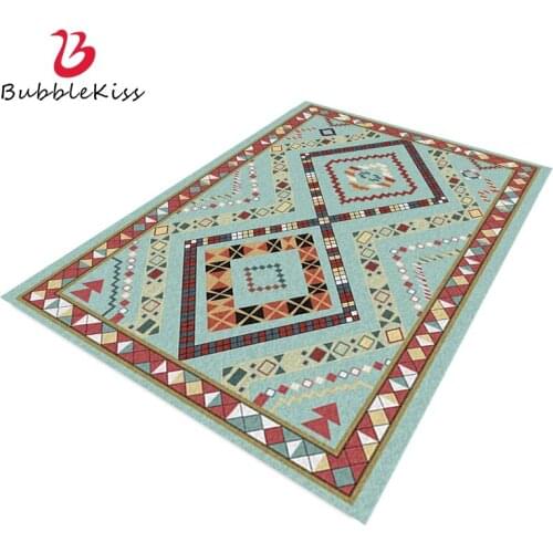 Bubble Kiss Ethnic Style Carpets For Living Room Green Geometric Pattern Floor Mats Home Bedroom Decorative Customized Area Rugs