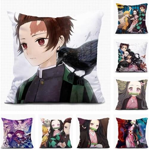 Anime Demon Slayer Christmas Gift Kamado Tanjirou Sofa Pillow Case Custom Decorative Cushion Covers Home Textile Pillowcase A27