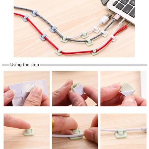 18Pcs Self-adhesive Wire Tie Cable Mount Clamp Clip Car USB Cable Sticker Fixed Y98E