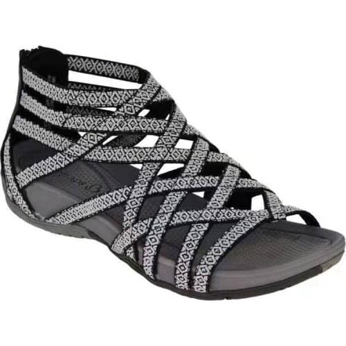 2021 Spring Summer Ladies Sandals Breathable Adult Sports Black Fish Mouth Shoes Roman Womens Sandals Plus Size 43 Punk Flat