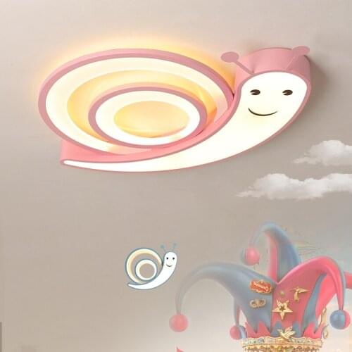 Modern Snails Decor LED Ceiling Lights Kids Bedroom Blue Pink Ceiling Lamp Baby Childrens Room Kindergarten Lighting Fixtures