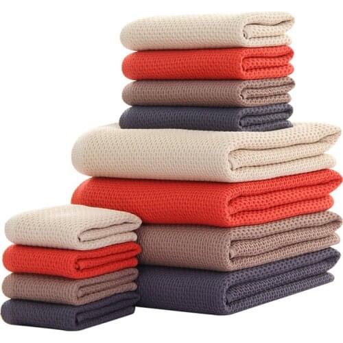 Modern 3PCS Towel Set Soft Cotton Hand Face Bath Towel Bathroom Shower Towels For Adults Kids Honeycomb Design juego de toallas