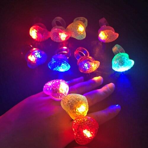 60pcs luminous glow Ring LED Heart Ring Colorful Women Mens Wedding rave festival Valentines day Party Accessories Kids