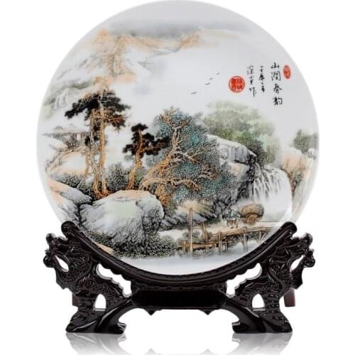 TOP GOOD business present - TOP handicraft landscape porcelain Decor art plate limited edition Decoration