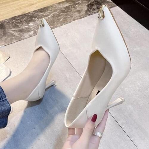 Womens Shoes Ladies Pumps Casual Elegant Party Sexy High Heels Luxury Pointed Toe Thin Heels Shallow Slip-On Chalas Mujer
