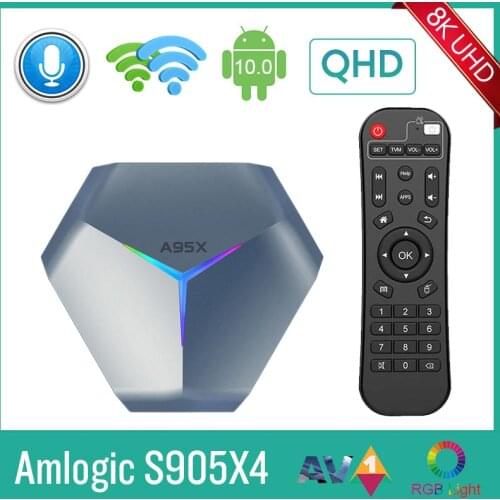 A95XF4 Amlogic S905X4 RGB Light QHDTV Smart TV Box Android 10 4G 64GB 128GB Dual Wifi 8K TVBOX Media Player A95X F4 Set Top box