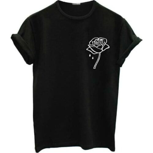 Rose Printed Female T Shirt Harajuku Tees Women 2020 New Summer Short Sleeve Casual Punk Tee Tops Ladies Outfits