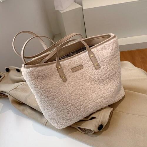 Winter New Fashion Wild Personality Shoulder Bag Big Capacity Female Tote Bags Casual Plush Handbag Soft Warm Fur Shopping Bag