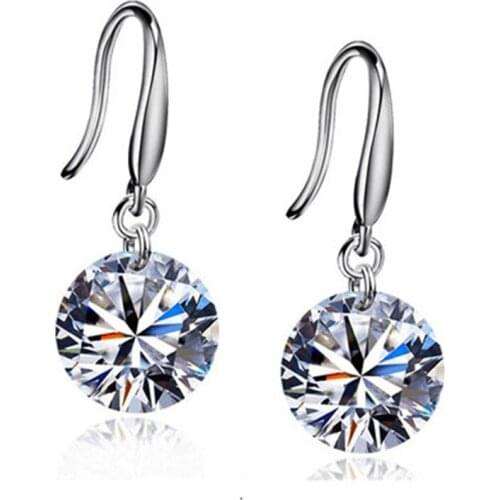 Women Round Zircon Drop Earrings AM0984