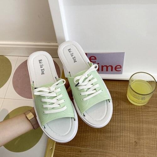 New Style Slippers Female Outdoor Flat Bottom Semi-trawable Net Red Lazy Daily Beach Strappy Chrysanthemum Sandals and Slippers