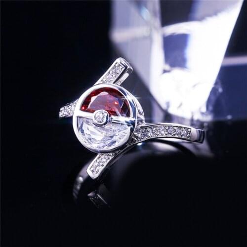 New Fashion Creative Elf Ball Jewelry Inlaid Zircon Red and White Ring For Women Feature Namour Charm Gift All Seasons