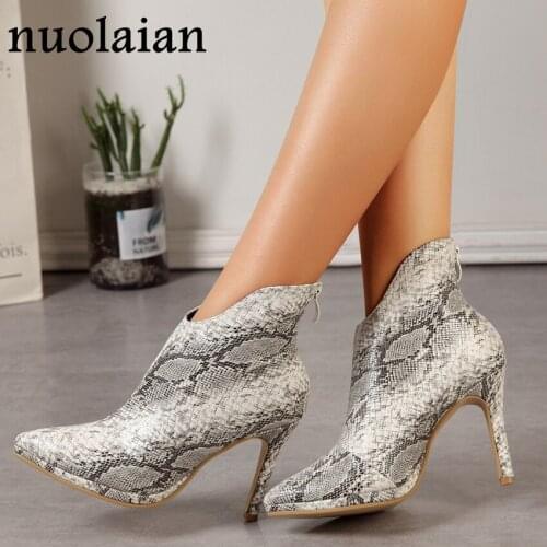 2019 Winter Ankle Boots Woman Short Fur Snow Boots Womens 10CM High Heel Shoes Ladies Leather Boot Platform Chaussure Party Shoe