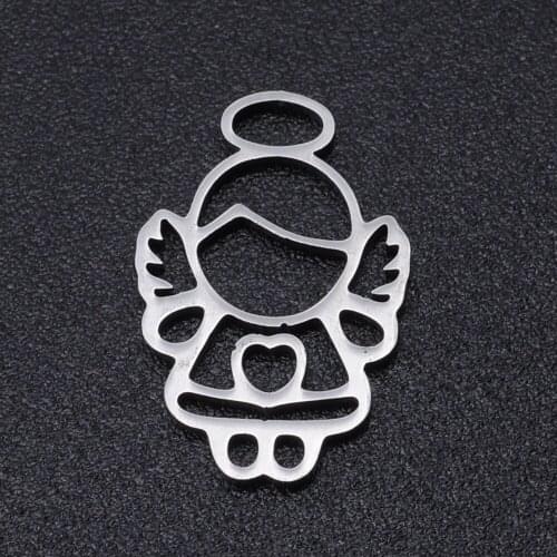 5pcs/lot 100% Stainless Steel Angel Charms Wholesale Top Quality DIY Necklace Bracelet Making Charms Never Tarnish