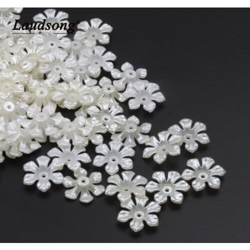 50PCS 16x18MM Acrylic Material Imitation Pearl Flower Beads For Fashion Jewelry Making Hands Creative DIY Crafts