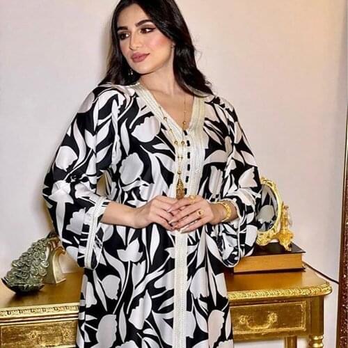 AB002 Kebaya 2021 Muslim Line Woman Long Dress Hijab Set Female Arabic Prayer Modest Clothing World Apparel Store White Black