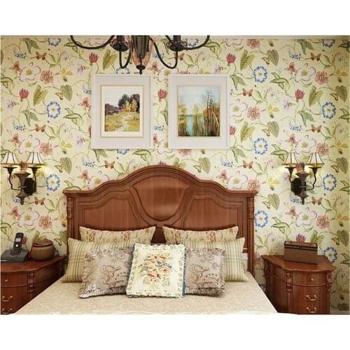 Beibehang American Village Flower Birds Paper tapety 3d Wallpaper Bedroom Living Room TV Wall Background Warm Pastoral Wallpaper