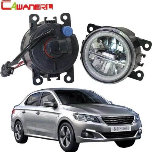 Cawanerl Car 4000LM H11 LED Front Fog Light Lamp + Angel Eye Daytime Running Light DRL 12V High Bright For Peugeot 301 2012-2018