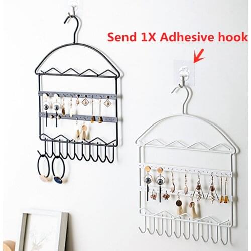 Earrings Creative Hook Bathroom Kitchen Hanging Self Adhesive Traceless Supplies Accessorie Hook Up Hook Jewelry Stand