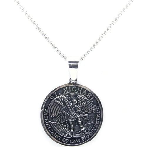 100% Personal Design Protector Pendant 316 Stainless Steel Fashion New Polishing Round Pray For US Pendant With Necklace