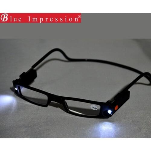 New Arrival LED light magnet Glasses folding neck reading glasses Men Women can hang Magnetic reading glasses for elderly reader