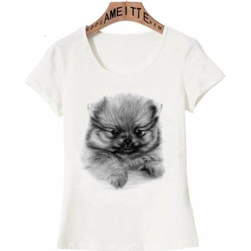 Funny Baby Pomeranian Print T-Shirt Summer Fashion Women Short Sleeve Cute Dog Girl Casual Tops Harajuku Female Tees