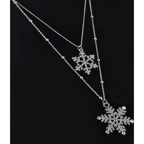 Fashion Crystal Snow Pendants Long Chain Necklace Sweater Chain Double Necklace &; Pendants Women Necklace Wholesale