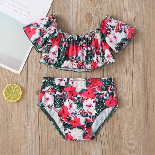 Fashion Flowery Swimsuits Baby Girl Clothes Sets 0-5 Years Cool Summer Elastic Vest Pants for Infants Kids Children Toddler