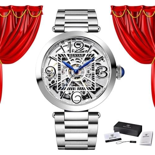 2021 New BENYAR Luxury Mens Watch Top Brand Automatic Mechanical Watches Mens Business Stainless Steel Waterproof Wristwatches