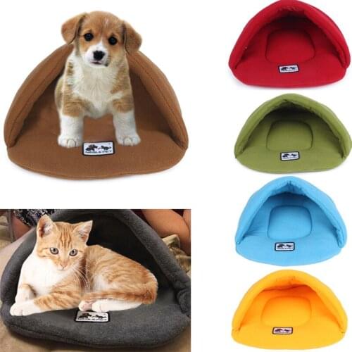Soft Polar Fleece Dog Beds Winter Warm Pet Heated Mat Small Dog Puppy Kennel House for Cats Sleeping Bag Nest Cave Bed