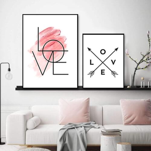 LOVE Posters And Prints Lover Wall Art Canvas Painting Modern Minimalist Letter Pictures for Living Room Decoration Frameless