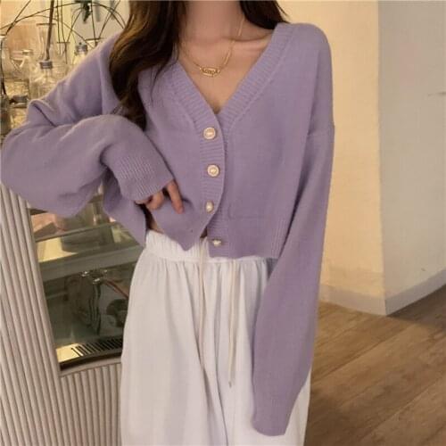 2021 autumn and winter new thick and gentle sweater hand-buttoned v-neck cardigan loose jacket knitting