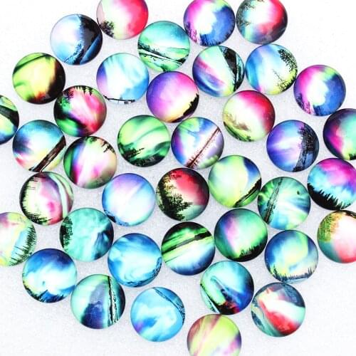 From 8mm to 25mm Flatback Photo Auroral Round Pattern Glass Cabochon Base Tray For DIY Making Accessories Paired K06249