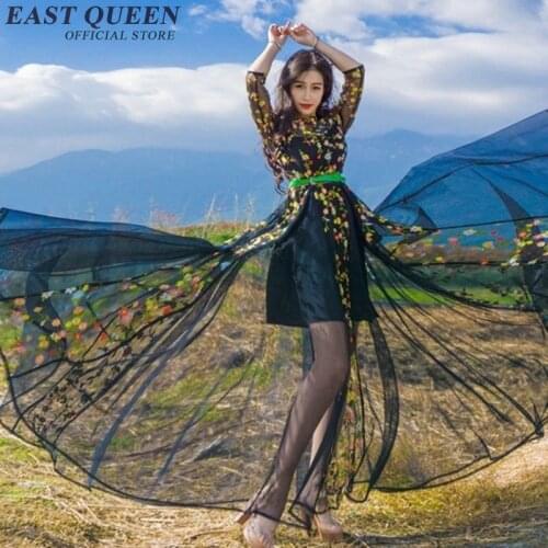 Transparent sleeve maxi dress summer holiday sea beach dress 2018 vintage floral print mesh summer dress NN0484 CQ