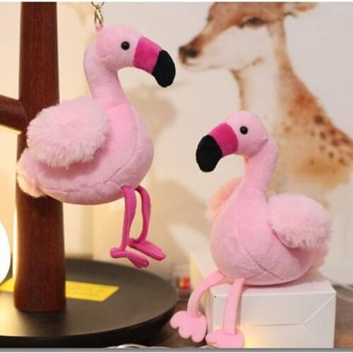 Pink Flamingo KeyChains Pendants Kawaii Plush Toys Schoolbag Hanging Cartoon Comic Anime Model Doll Holiday Gifts Stuffed Toy