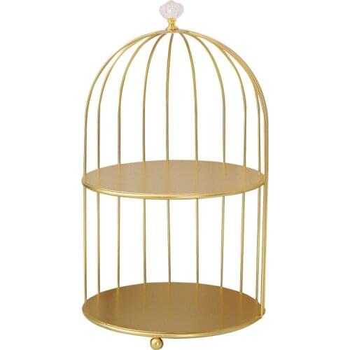 Gold Iron Art Makeup Organizer Box Double-Layer Make up Storage Box Pactical Cosmetic Organizer Desktop Perfume Display Rack