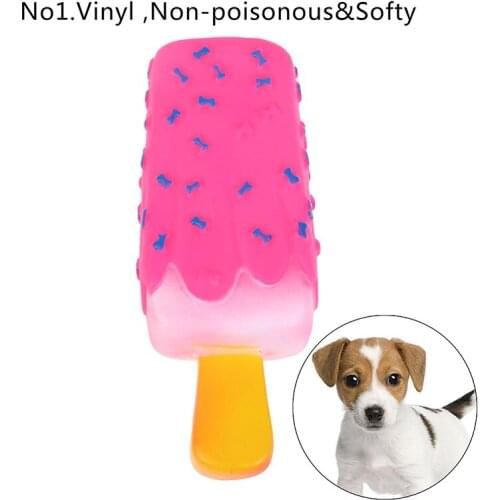 1pcs Pet Dog Toy Chew Squeaky Rubber Pink Popsicle Shaped Toys for Cat Puppy Baby Dogs Ice Cream Bite Molar Toy