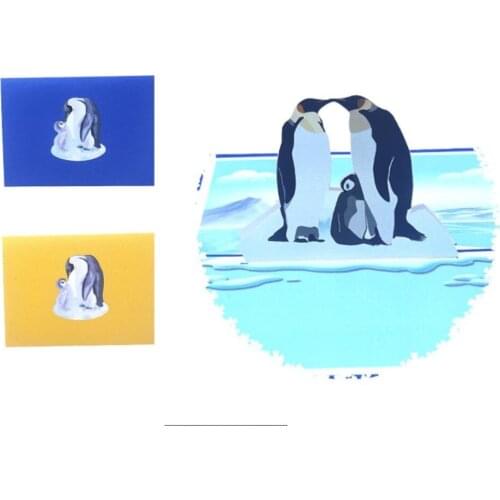 10pcs Handmade Kirigami Origami Penguin 3D Greeting Cards Invitation card For Baby shower Christmas Wedding Birthday Party Gift