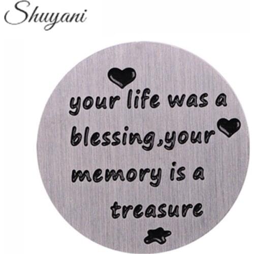 10pcs 22mm Floating Locket Charms Window Plate Stainless Steel Plates Your Life Was Blessing For 30mm Glass Locket
