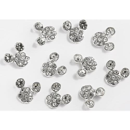 10 Pcs High Quality Glitter Full Drill Mouse Nial Art Decorations Alloy Rhinestones 3d Nail Jewelry Charms for Nails