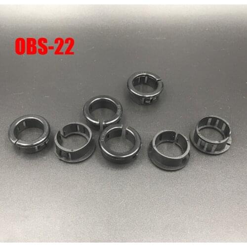 100pcs OSB-22 22mm Dia Panle Mount Hole Black Cable Hose Pipe Plastic Harness Protective Open Split Snap Bushing Grommet