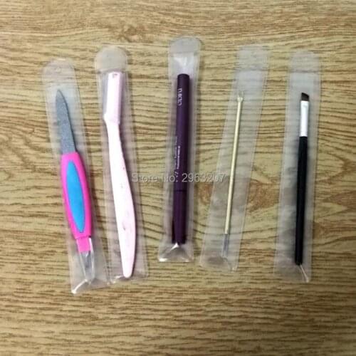 100pcs Simple Transparent Frosted PVC Plastic Bag Pencil Case Pen Box For Single Eyebrow Pen Makeup Tool