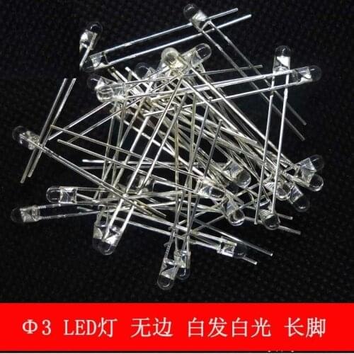 1000pcs/lot 3MM white hair white super bright LED light-emitting diode long legs
