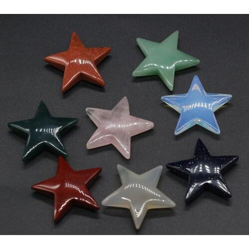 2021 New Natural Stone Quartz Crystal Charms Star-shaped Opal Aventurine Jades No Hole Pendant for DIY Necklace Making Jewelry