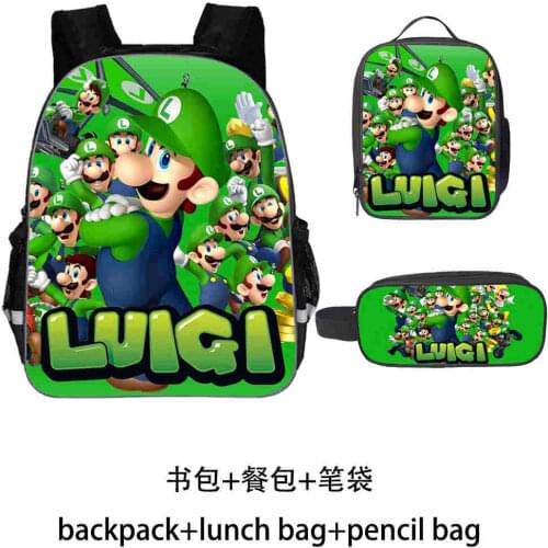 3pcs/Set School Bag Mario Bros Backpack Children Bookbag Boys Girls School Backpack Daily Mochila