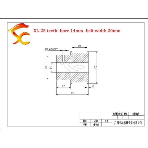 30 PCS/lot XL Aluminum timing pulley XL 25 teeth bore 14mm Suitable XL belt width 20mm